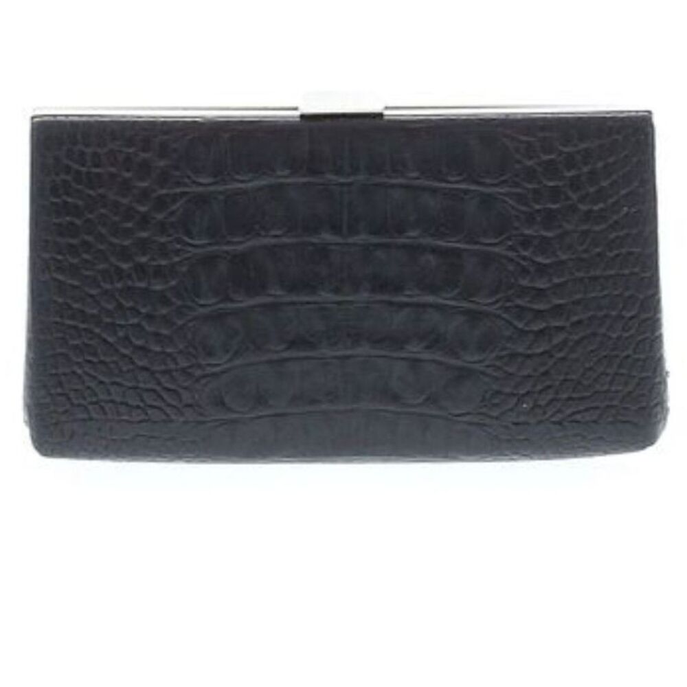 Banana Republic Black Croc Embossed Clutch Evening Bag Structured